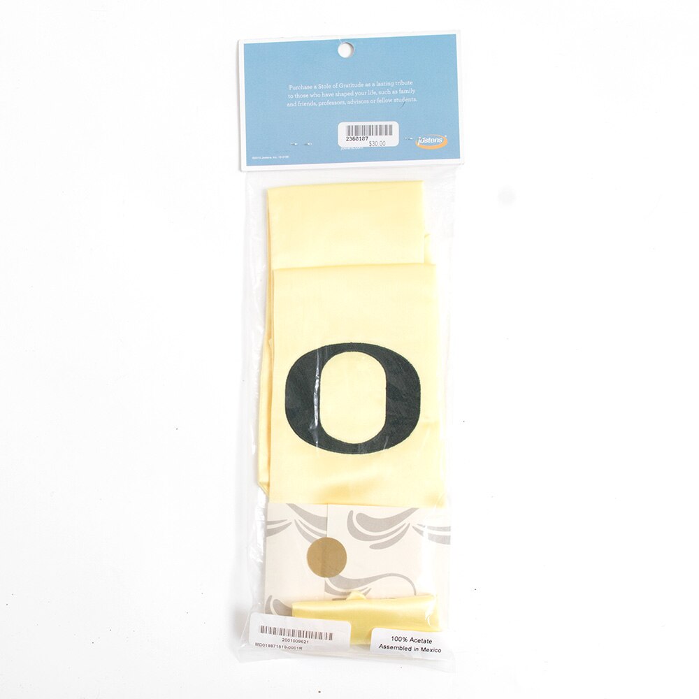 Classic Oregon O, Josten's, Yellow, Stole of Gratitude, Grad, Lemon, Duck Mascot, 137490